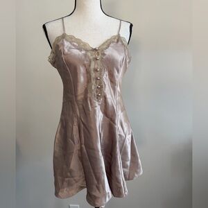 Satin Lace Trim Slip Dress